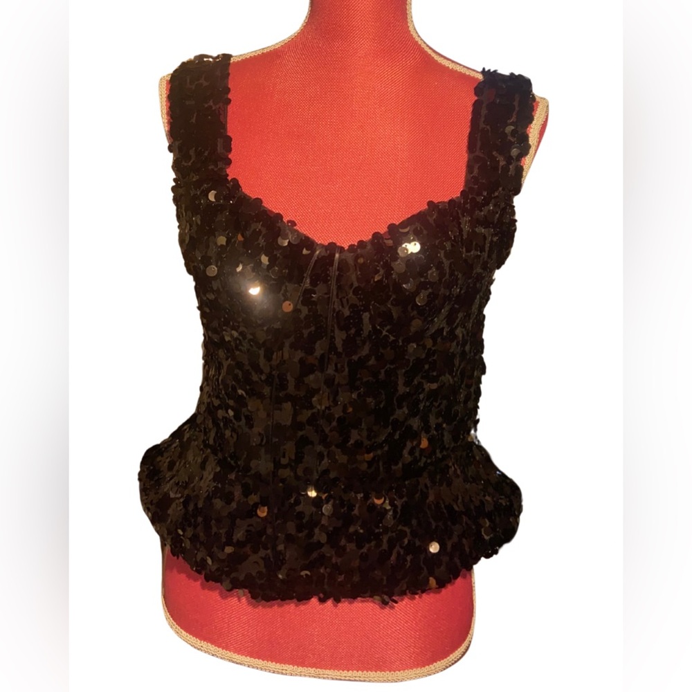 Dolce and Gabbana Black Sequin Corset